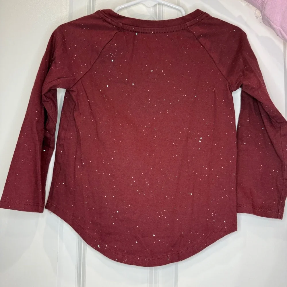 Cat‎ & Jack Toddler Girls Maroon Long Sleeve Sparkle T-Shirt Size 3T